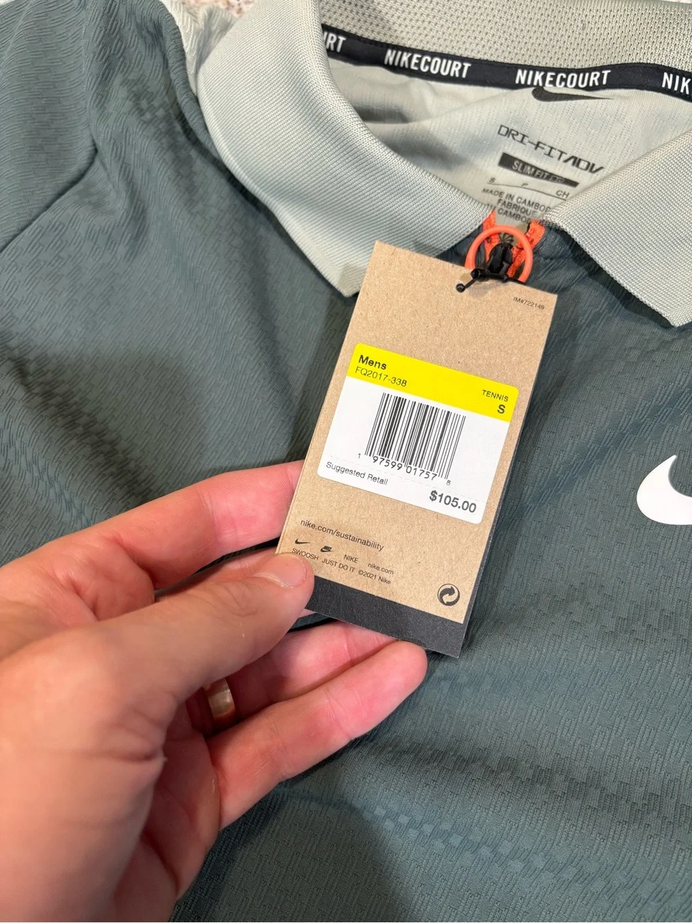 Nike Court Dri-FIT ADV Tennis Polo Forest Green Men’s Size Small (S) FQ2017-338